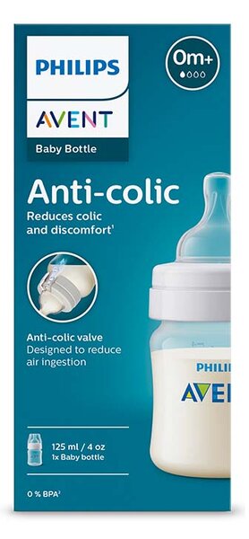 ANTI-COLIC БУТИЛКА 125 МЛ, 1 ДУПКА 0М+