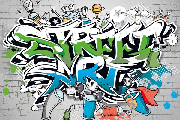 Тапет – Весел надпис Street Art със спрейове