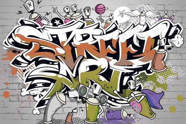 Тапет – Оранжев надпис Street Art със спрейове