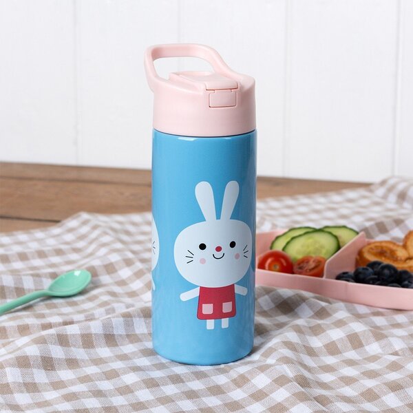 Светлосиня детска бутилка от неръждаема стомана 500 ml Lottie & Friends – Rex London