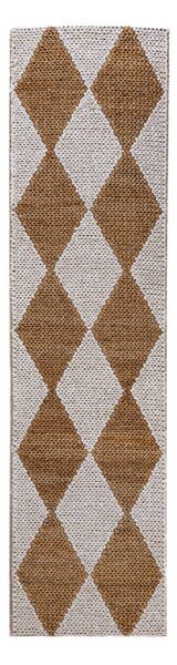 Бяла/естествена ръчно изработена пътека със смес от юта 80x230 cm Effie Diamond – Flair Rugs