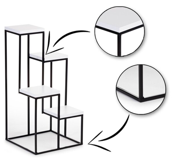 Стойка за цветя KASKADA 70x34 черен/бял