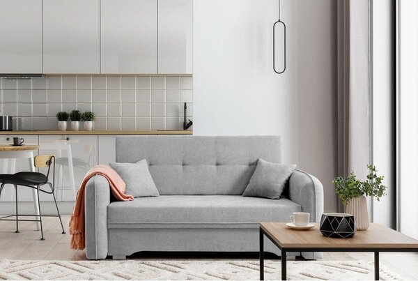 Светлосив шенилов разтегателен диван с място за съхранение 155 cm Laine – ELTAP