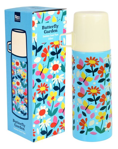 Син/кремав детски термос 350 ml Butterfly Garden – Rex London