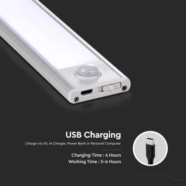 LED осветително тяло с сензор, LED/1,5W/5V, 3000K, 1500 mAh