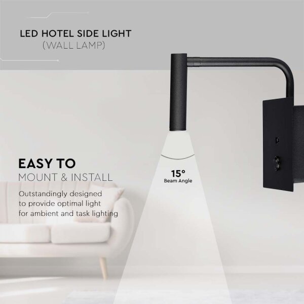 LED Гъвкав аплик с USB порт LED/3W/230V