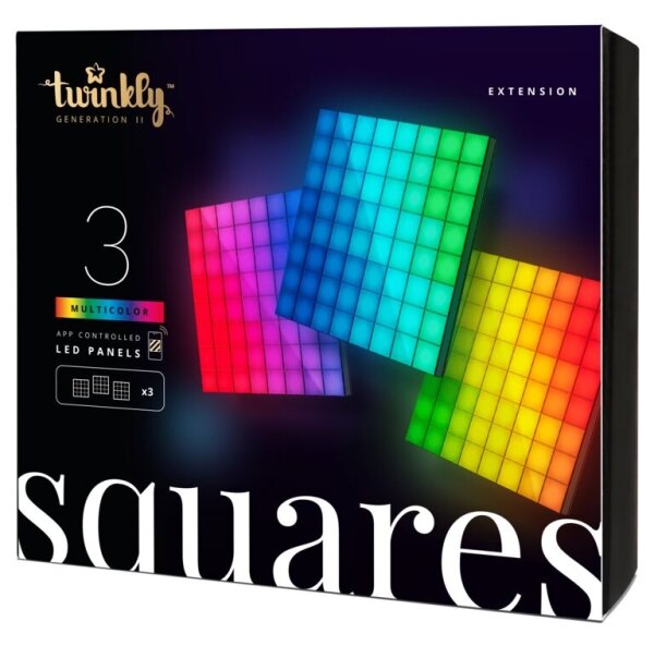 Twinkly TWQ064STW-03-BAD - К-кт 3xLED RGB Panel SQUARES 64xLED 16x16 см Wi-Fi