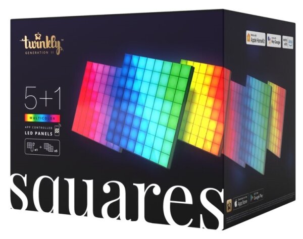 Twinkly TWQ064STW-07-BEU - К-кт 6xLED RGB Panel SQUARES 64xLED 16x16 см Wi-Fi