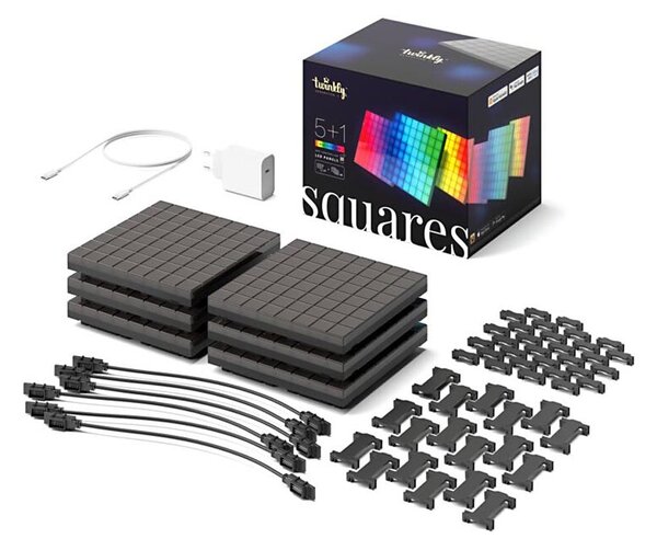 Twinkly TWQ064STW-07-BEU - К-кт 6xLED RGB Panel SQUARES 64xLED 16x16 см Wi-Fi