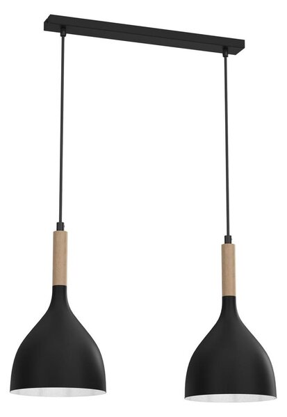 Пендел NOAK WOOD 2xE27/15W/230V черен/бук