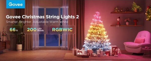Govee - LED RGBICW Екстериорен коледни лампички 2700-6500K 20m Wi-Fi Matter IP66