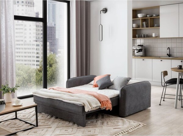 Сив шенилов разтегателен диван с място за съхранение 155 cm Laine – ELTAP