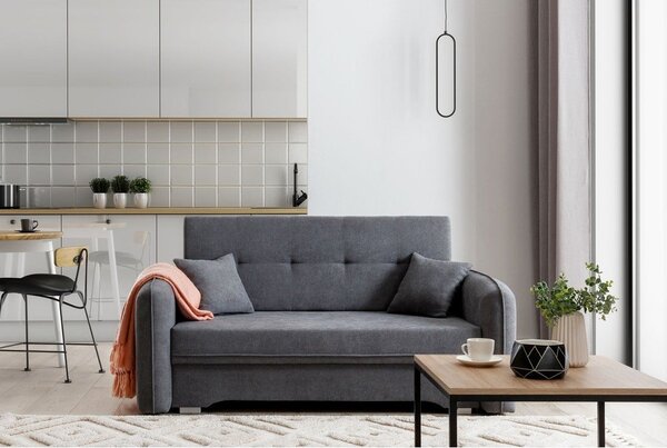 Сив шенилов разтегателен диван с място за съхранение 155 cm Laine – ELTAP
