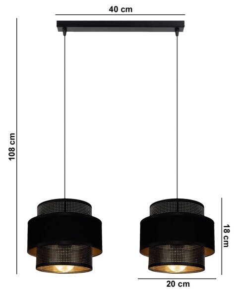 Пендел NESS 2xE27/60W/230V черен