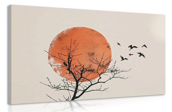 Картина на платно – Japandi луна с ято птици