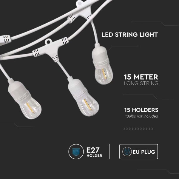 Екстериорни лампички STRING 15xE27/40W/230V 15 м IP65