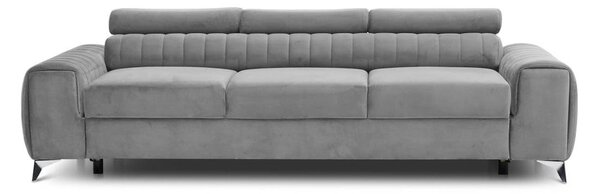 Светлосив кадифен разтегателен диван 261 cm Laurence – ELTAP