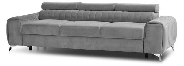 Светлосив кадифен разтегателен диван 261 cm Laurence – ELTAP