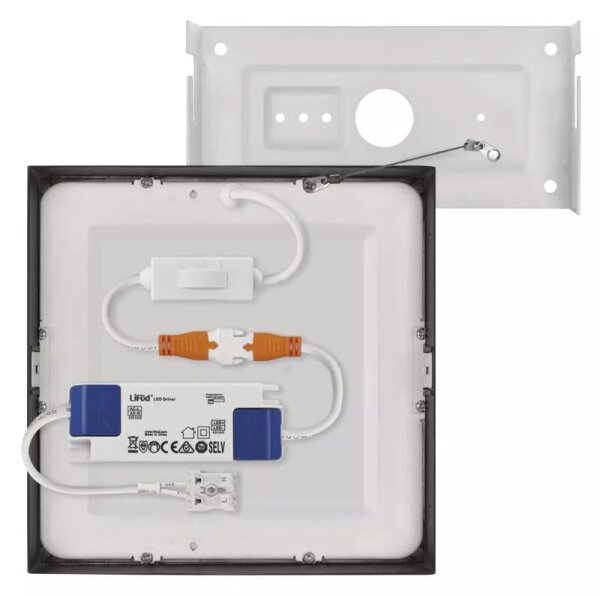 LED Плафон LED/12,5W/230V 3000/3500/4000K 17x17 см черен