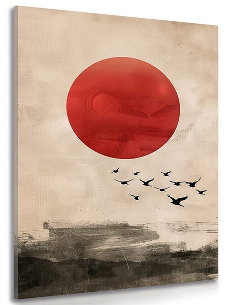 Картина на платно – Japandi магията на червената луна