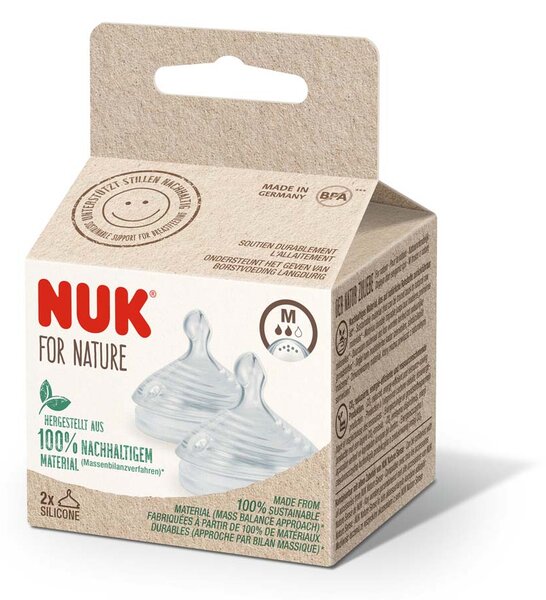 NUK FOR NATURE БИБЕРОНИ ЗА ХРАНА СИЛИКОН 0+ М , 2БР