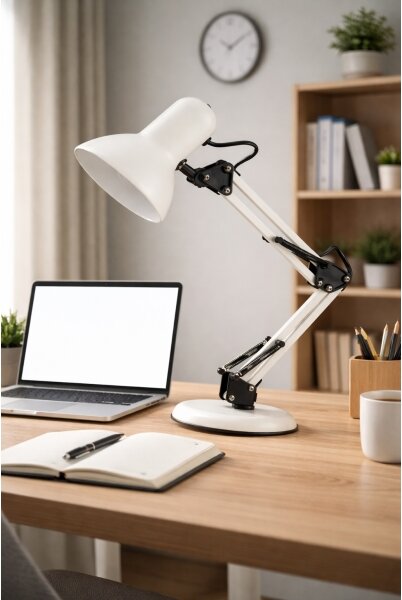 Бяла настолна лампа 1xE14/25W/230V