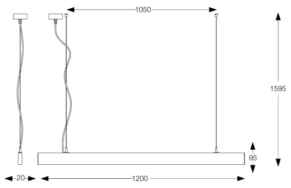 Ideal Lux - LED полилей на кабел LINUS LED/32W/230V 4000K CRI 90 120 cm черен