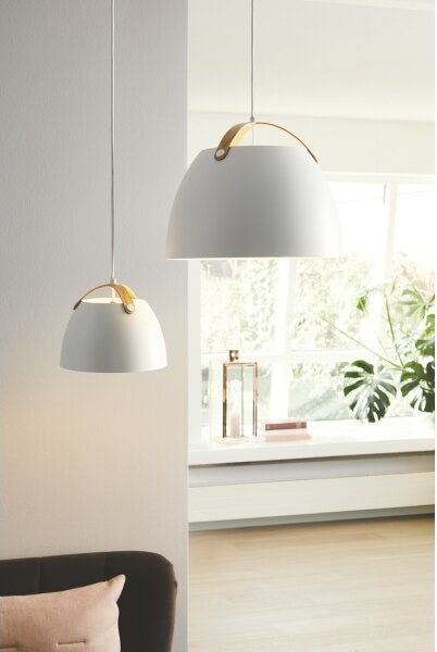 Halo Design 734870 - Висяща лампа на кабел OSLO 1xE27/40W/230V диам. 40 см бял/дъб