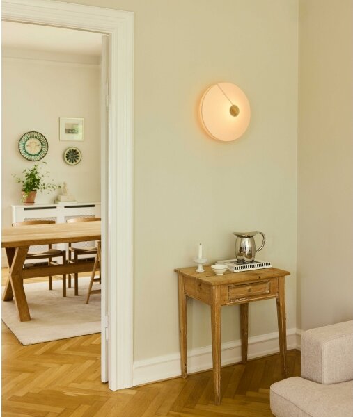 Halo Design 745104-стенно осветително тяло PARIS 1xE27/40W/230V Ø 40 см бяло/месинг/дъб