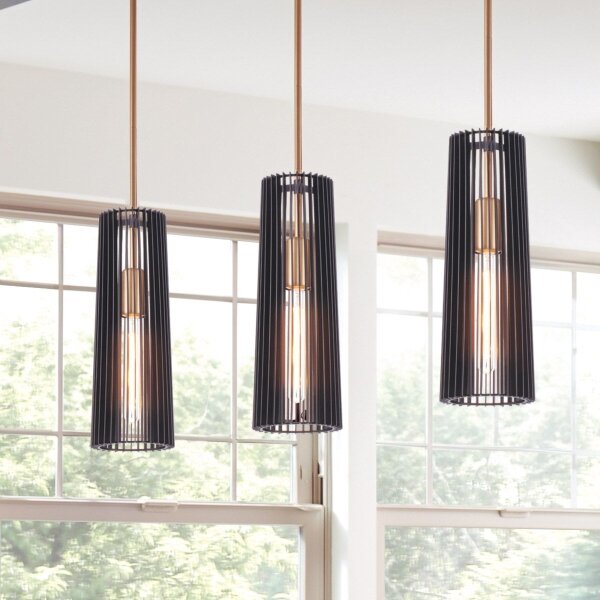 Quintiesse QN-LINARA-P-BK - Пендел на прът LINARA 1xE27/60W/230V черно/златисто