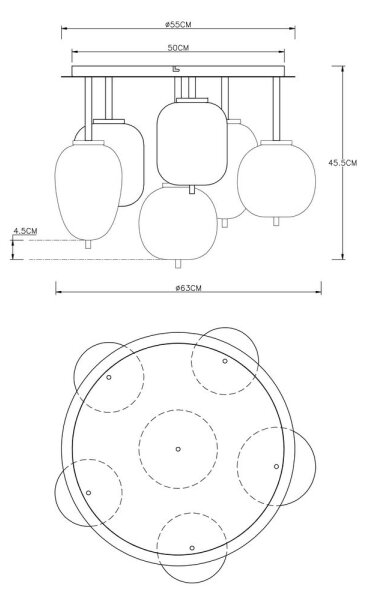 Globo 15345-6D - Полилей за повърхностен монтаж BLACKY 6xE14/40W/230V черен