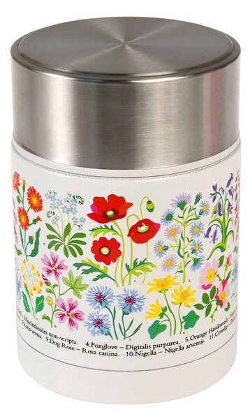 Детски термос за храна в кремав и сребрист цвят 450 ml Wild Flowers – Rex London