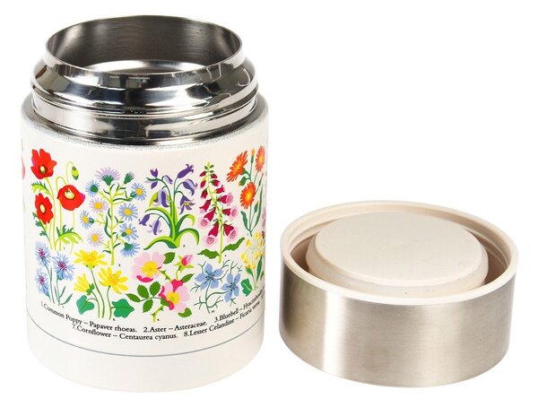 Детски термос за храна в кремав и сребрист цвят 450 ml Wild Flowers – Rex London
