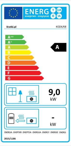 Kratki Koza K8 - Чугунена камина 9kW 130 мм