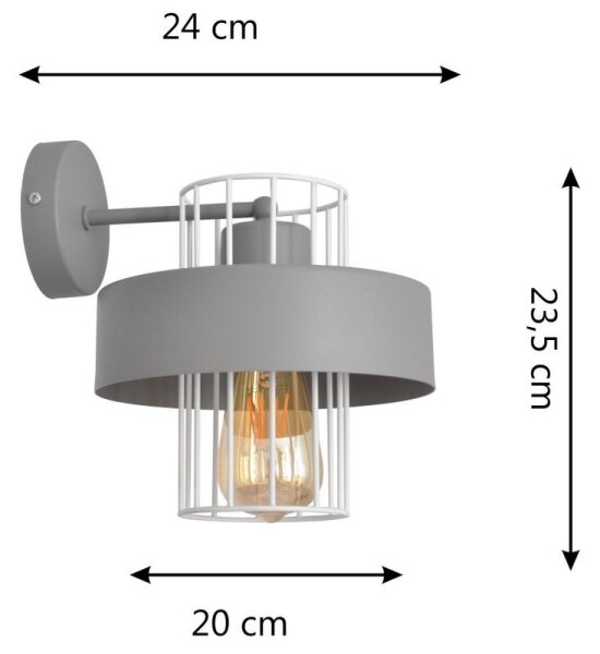 Аплик VOLTA 1xE27/60W/230V сив