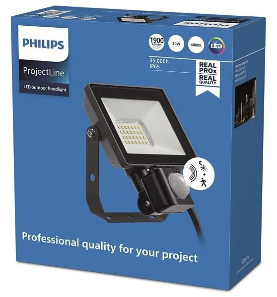 Philips - LED Екстериорен прожектор със сензор PROJECTLINE LED/20W/230V IP65 4000K