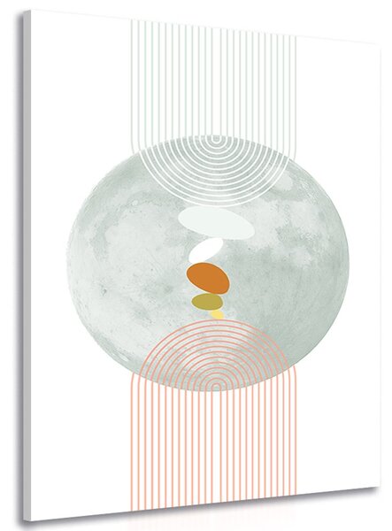 Картина на платно – Модерен кръг с дъга Mid-Century