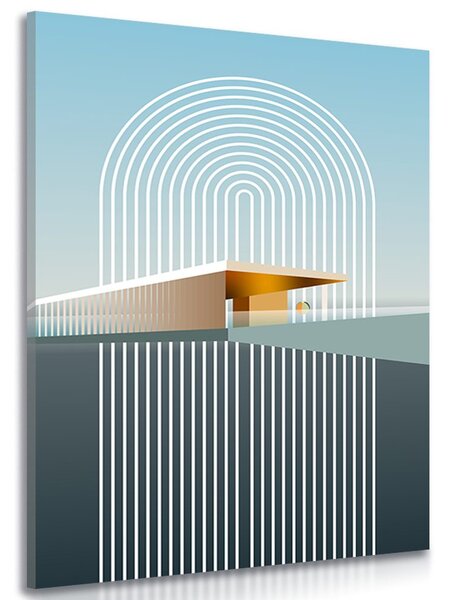 Картина на платно – Дъга с абстрактен фон Mid-Century