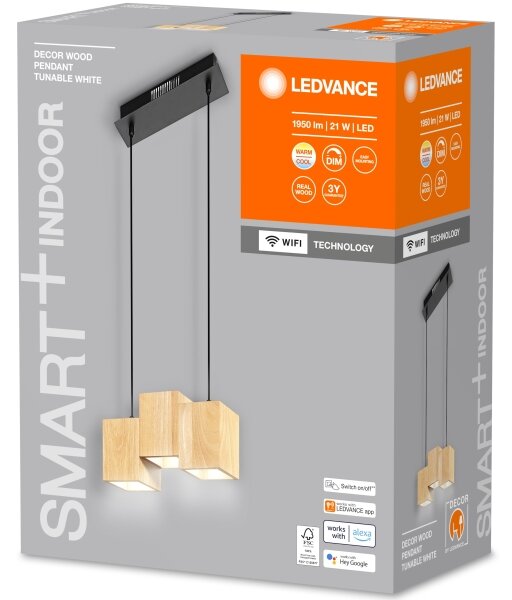 Ledvance - LED Димируем пендел DECOR WOOD 3xLED/7W/230V Wi-Fi