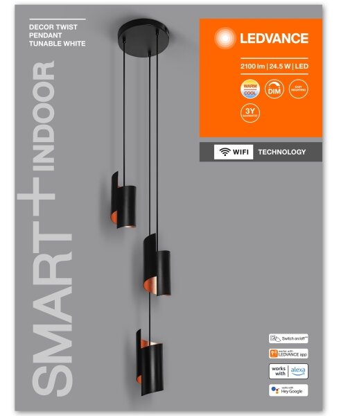 Ledvance - LED Димируем пендел SMART+ DECOR 3xLED/8W/230V черен Wi-Fi