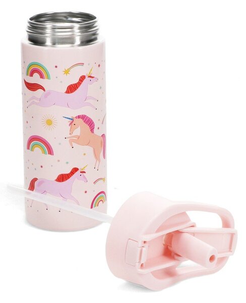 Светлорозова детска бутилка от неръждаема стомана 500 ml Unicorn – Rex London
