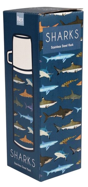 Син детски термос 350 ml Sharks – Rex London