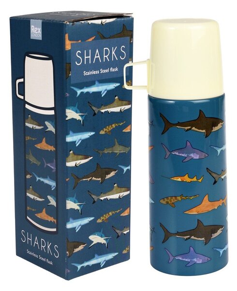 Син детски термос 350 ml Sharks – Rex London