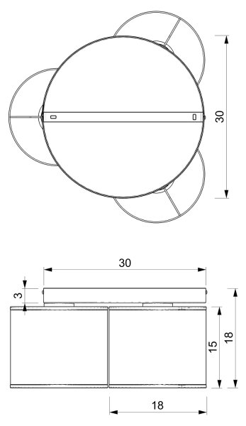 Полилей за повърхностен монтаж RATTAN 3xE27/60W/230V ратанов