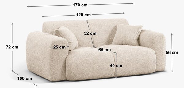 Бял диван от плат букле 170 cm Molino - Micadoni Home