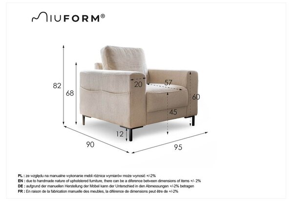 Тъмнозелено кресло от рипсено кадифе Lofty Lilly – Miuform