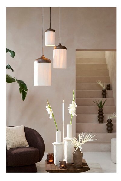 Тъмнокафяво висящо осветително тяло с текстилен абажур ø 22 cm Dania – Light & Living