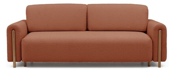 Теракотен разтегателен диван с място за съхранение от букле 244 cm Arcadova – ELTAP