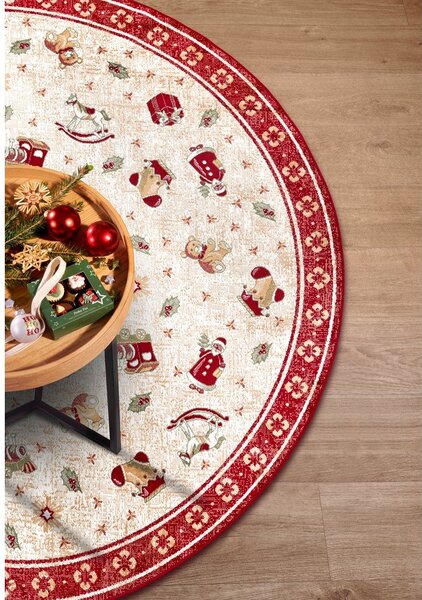 Червен кръгъл килим с коледен мотив със смес от памук ø 160 cm Toy's Delight Red Christmas – Villeroy&Boch