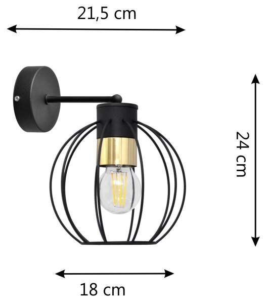 Аплик STARLIGHT 1xE27/60W/230V черен/златист